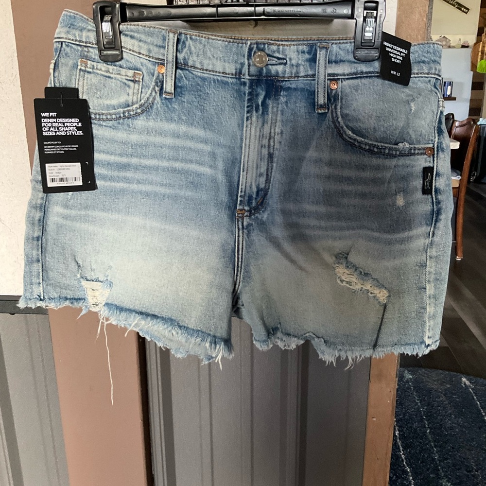 Silver Jeans Light Blue Distressed Denim Cutoff Shorts